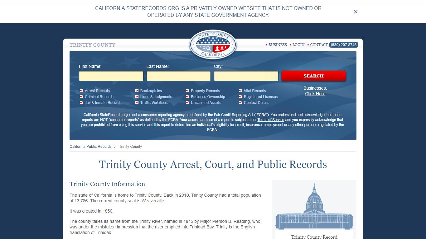 Trinity County Arrest, Court, and Public Records