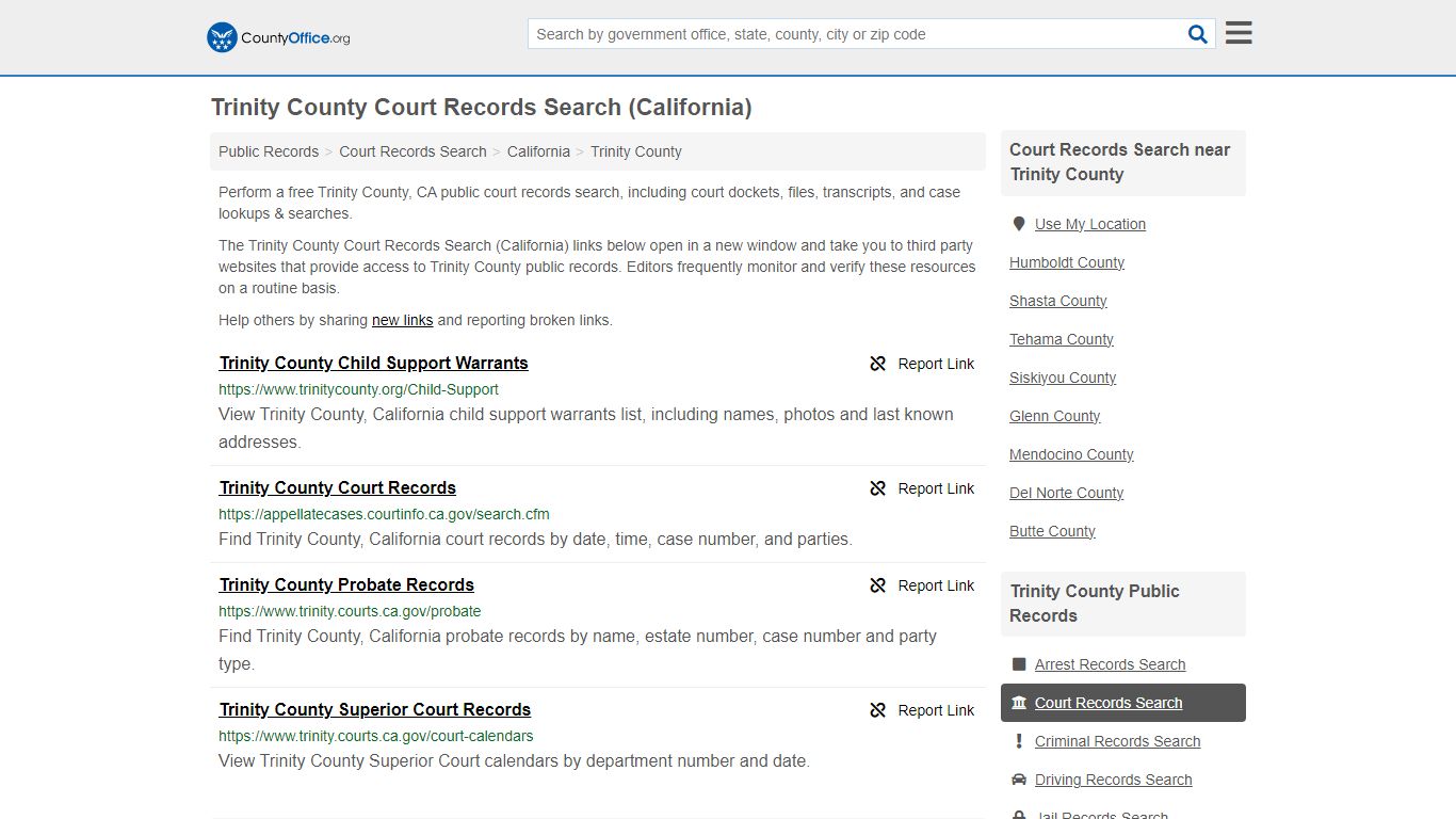 Court Records Search - Trinity County, CA (Adoptions, Criminal, Child ...