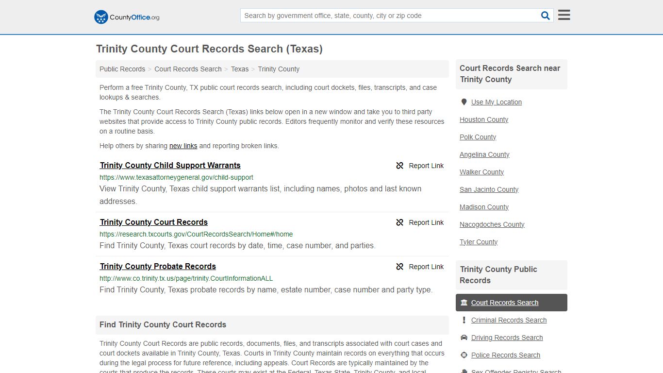 Court Records Search - Trinity County, TX (Adoptions, Criminal, Child ...